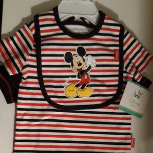 3pc 3/6 months Baby boy Mickey Mouse onesie set